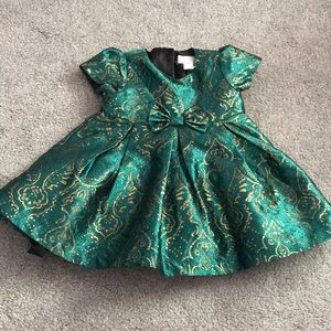 Baby Girl Green and Gold Party Dress